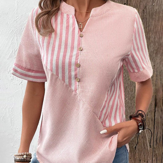Blouse rayée à boutons pour femme