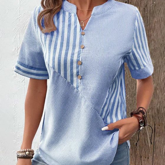 Blouse rayée à boutons pour femme