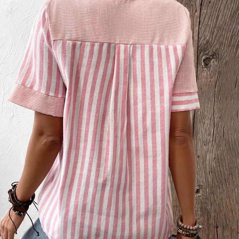 Blouse rayée à boutons pour femme