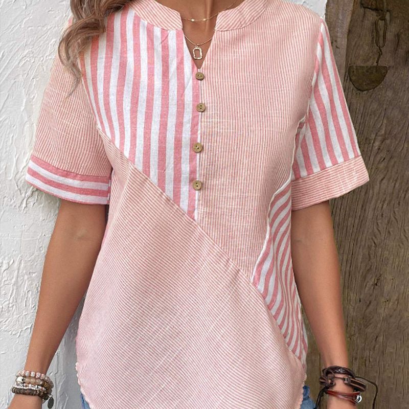 Blouse rayée à boutons pour femme