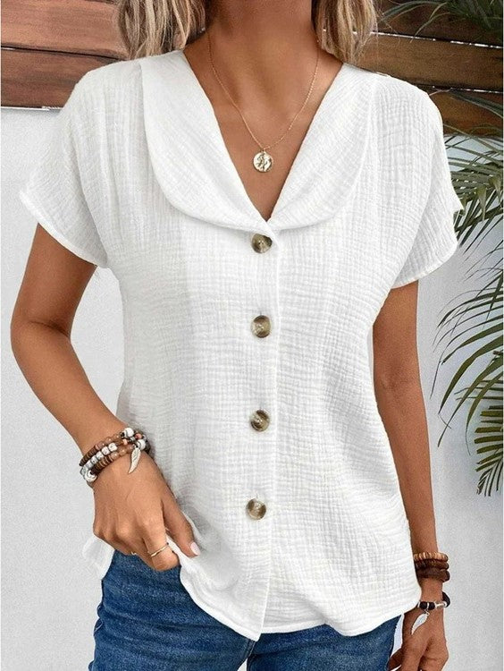 Blouse structurée à patte de boutonnage pour femme