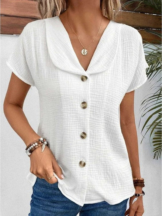 Blouse structurée à patte de boutonnage pour femme