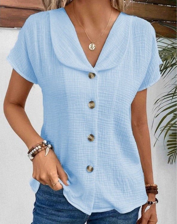 Blouse structurée à patte de boutonnage pour femme