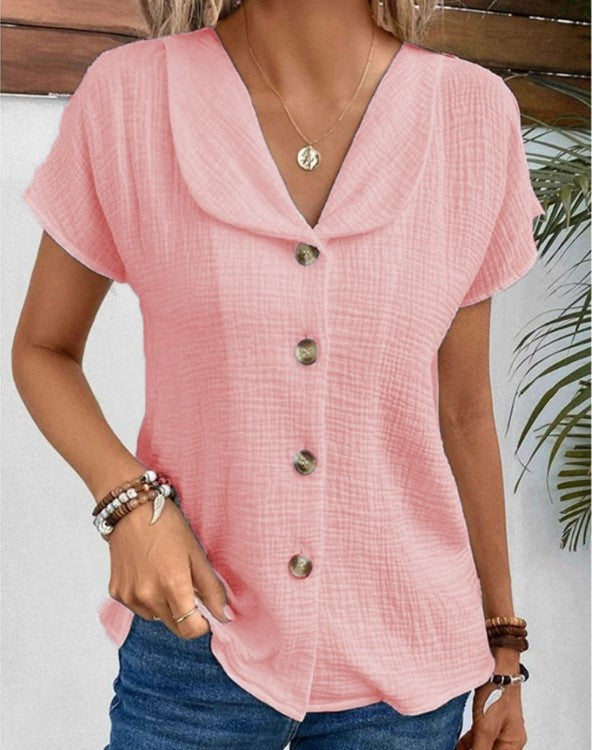 Blouse structurée à patte de boutonnage pour femme