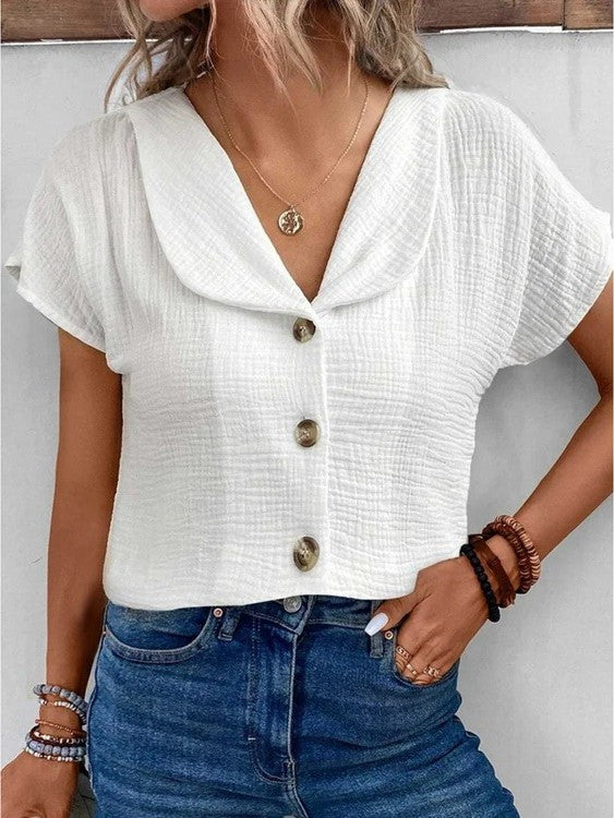Blouse structurée à patte de boutonnage pour femme