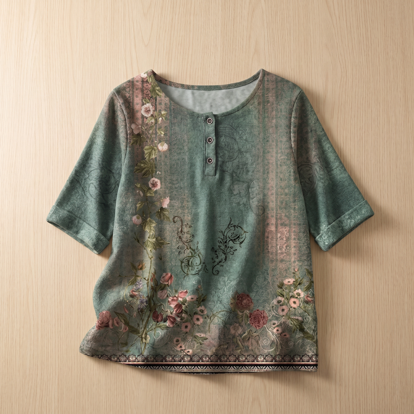 Blouse style vintage à motif floral pour femme – Haut doux, respirant et coupe ample