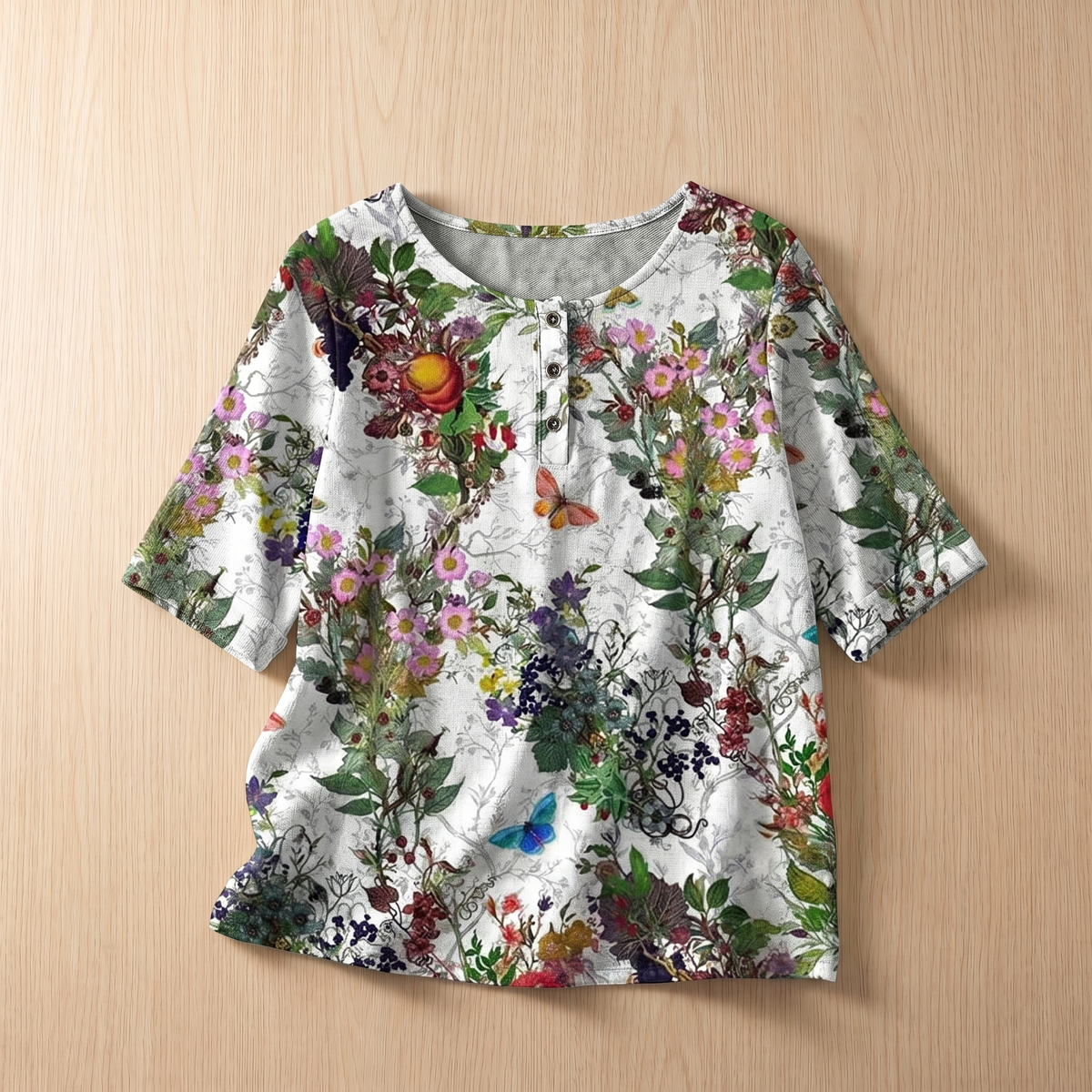 Blouse style vintage à motif floral pour femme – Haut doux, respirant et coupe ample