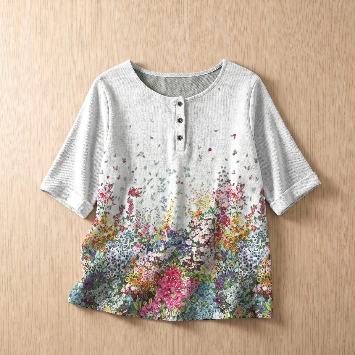 Blouse style vintage à motif floral pour femme – Haut doux, respirant et coupe ample