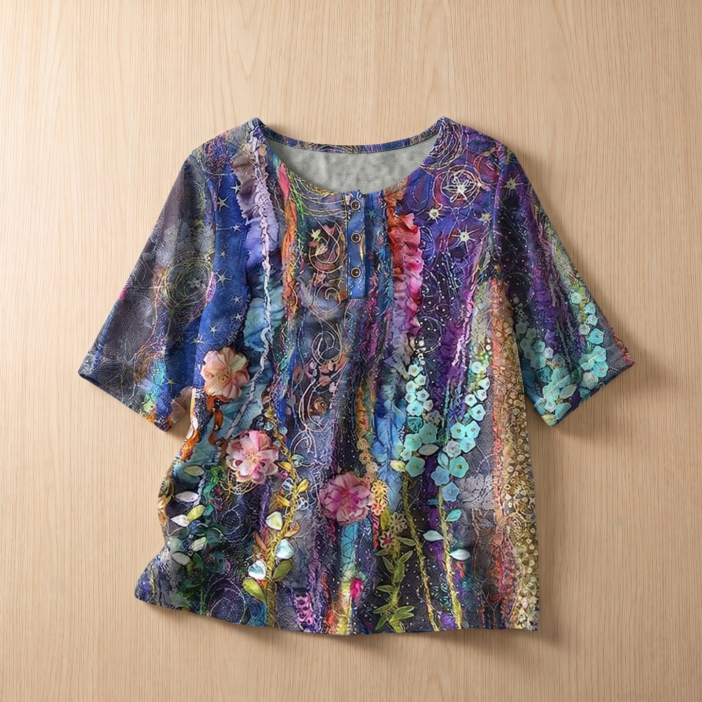 Blouse style vintage à motif floral pour femme – Haut doux, respirant et coupe ample