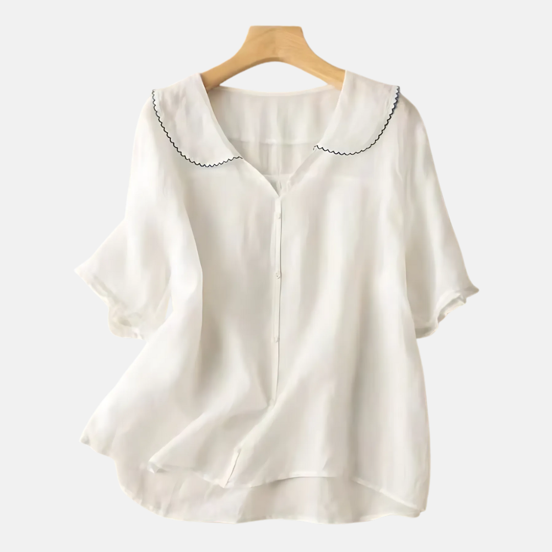 Blouse vintage aérienne pour femme avec col Claudine