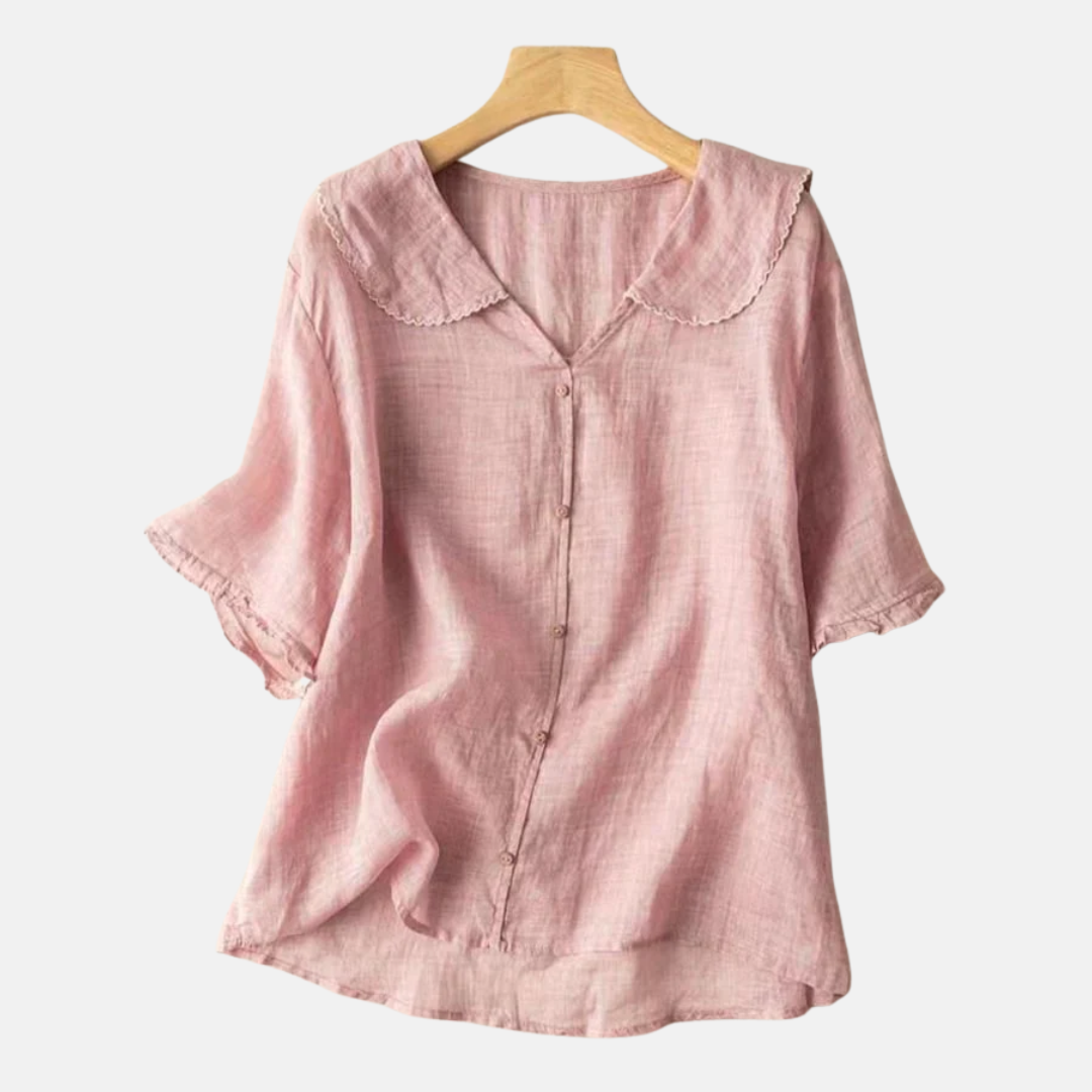 Blouse vintage aérienne pour femme avec col Claudine