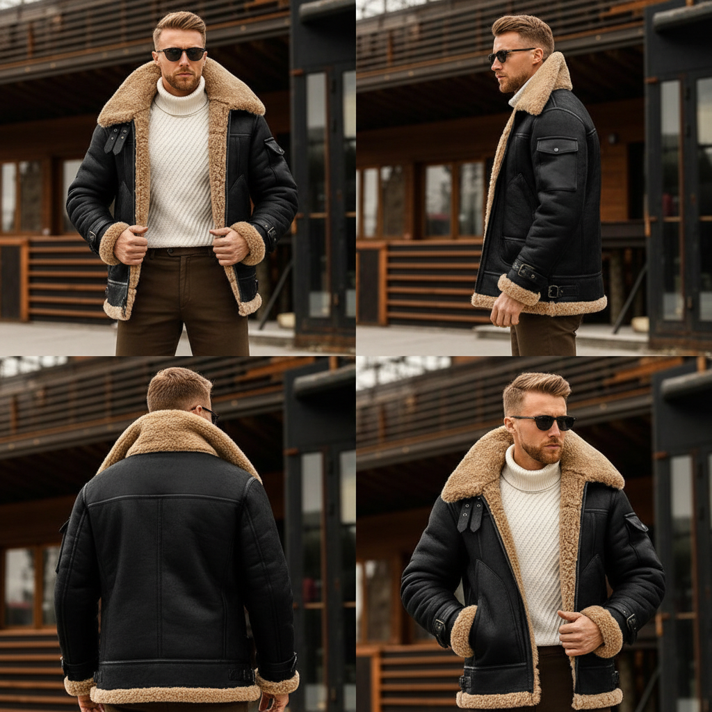 Blouson aviateur élégant en cuir camel