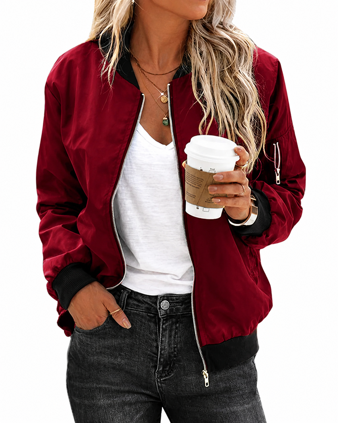 Blouson bomber classique pour femme