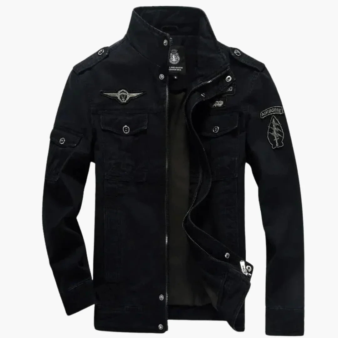 Blouson bomber pour homme avec fermeture éclair frontale et poignets côtelés