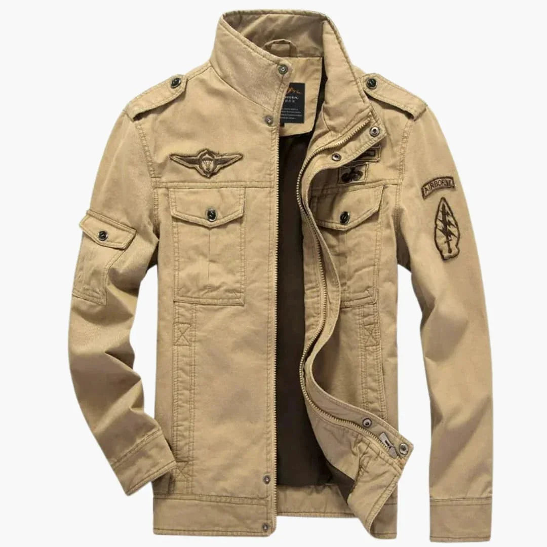 Blouson bomber pour homme avec fermeture éclair frontale et poignets côtelés