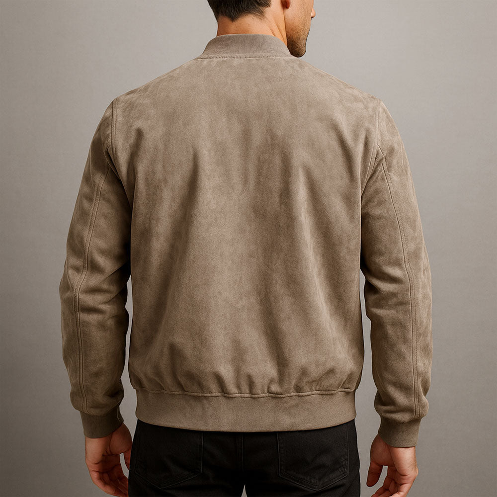 Blouson homme d'été élégant aspect suédé et coupe moderne confortable