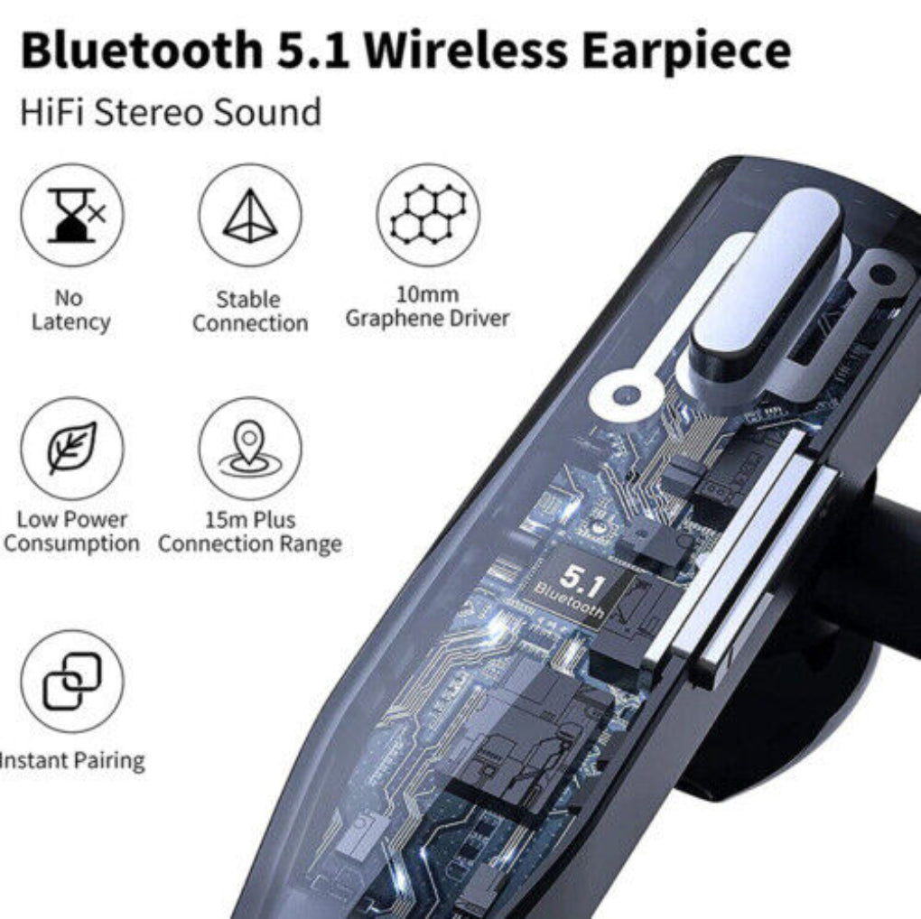 Bluetooth 5.1 Noise Cancelling Headset with Dual Microphones for Men