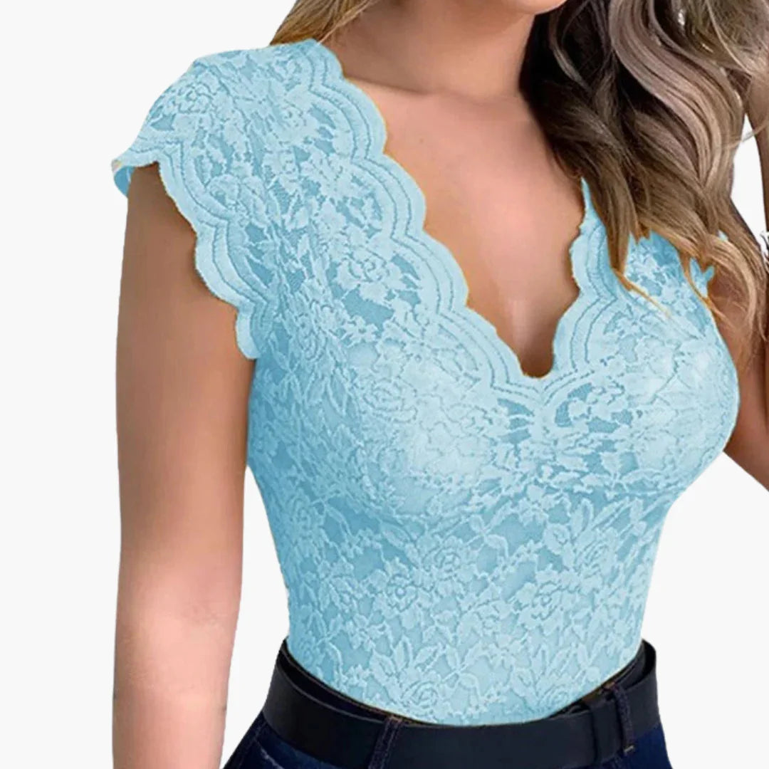 Body en dentelle à motif floral pour femme - top sexy