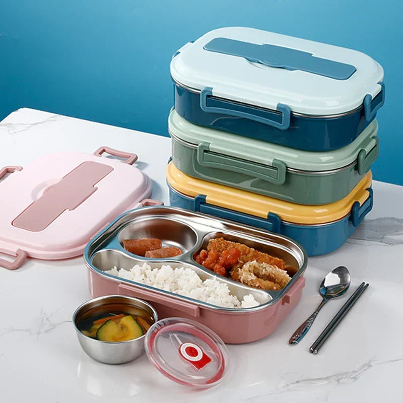 Boîte à lunch isotherme en acier inoxydable pour maintenir les aliments au chaud ou au frais avec compartiments anti-fuites