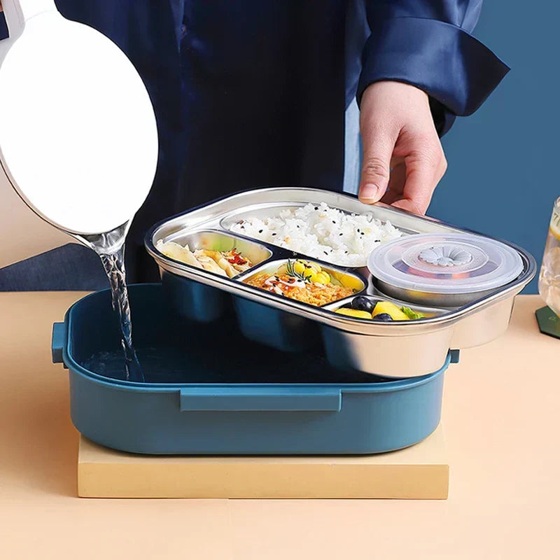 Boîte à lunch isotherme en acier inoxydable pour maintenir les aliments au chaud ou au frais avec compartiments anti-fuites