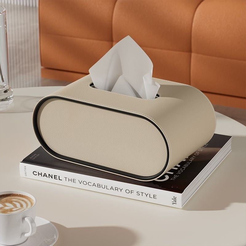 Boîte à mouchoirs ovale en cuir orange, porte-mouchoirs pour bureau et salon, décoration moderne luxe