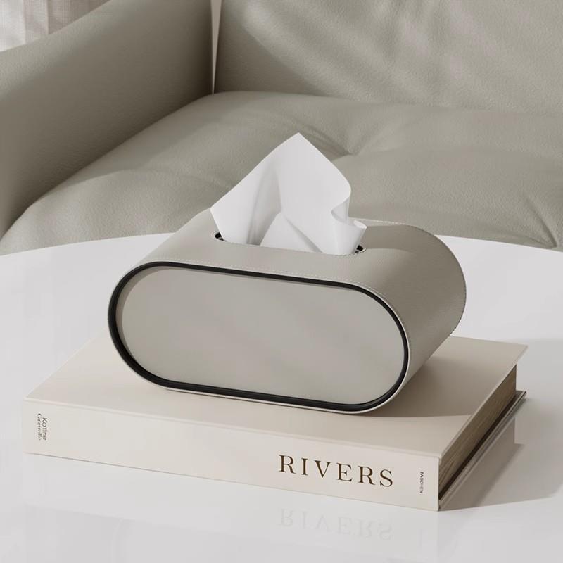 Boîte à mouchoirs ovale en cuir orange, porte-mouchoirs pour bureau et salon, décoration moderne luxe