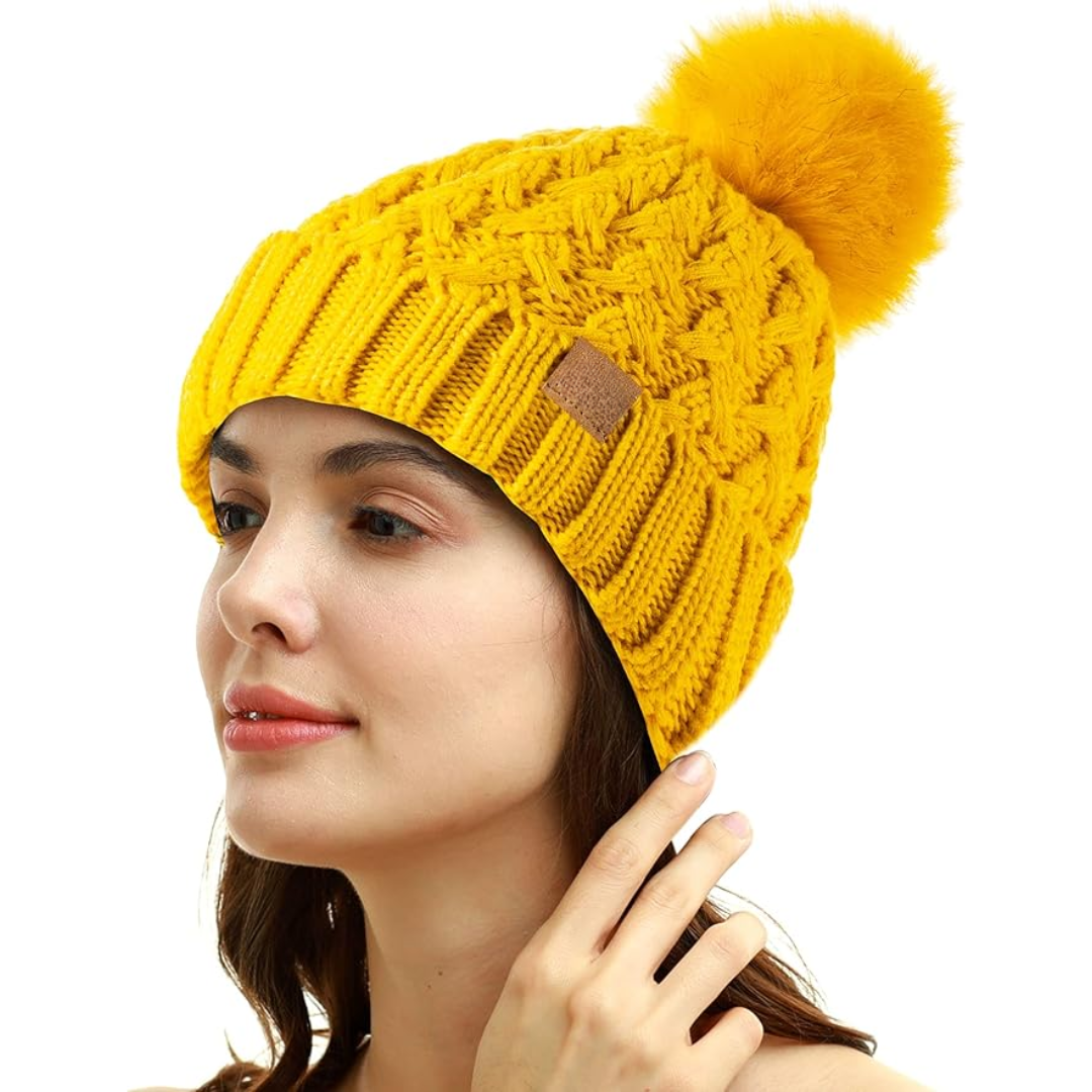 Bonnet d'hiver confortable à pompon