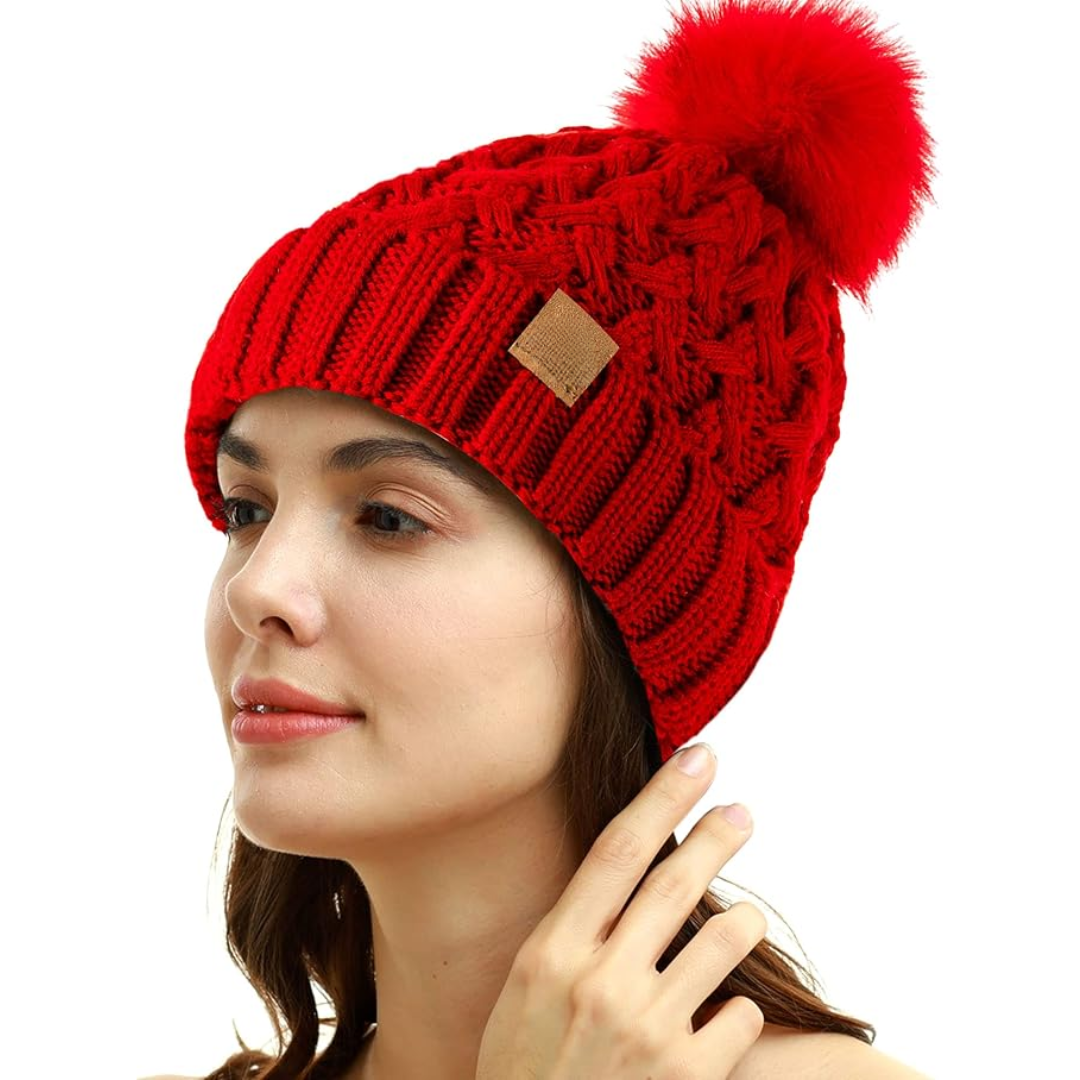 Bonnet d'hiver confortable à pompon