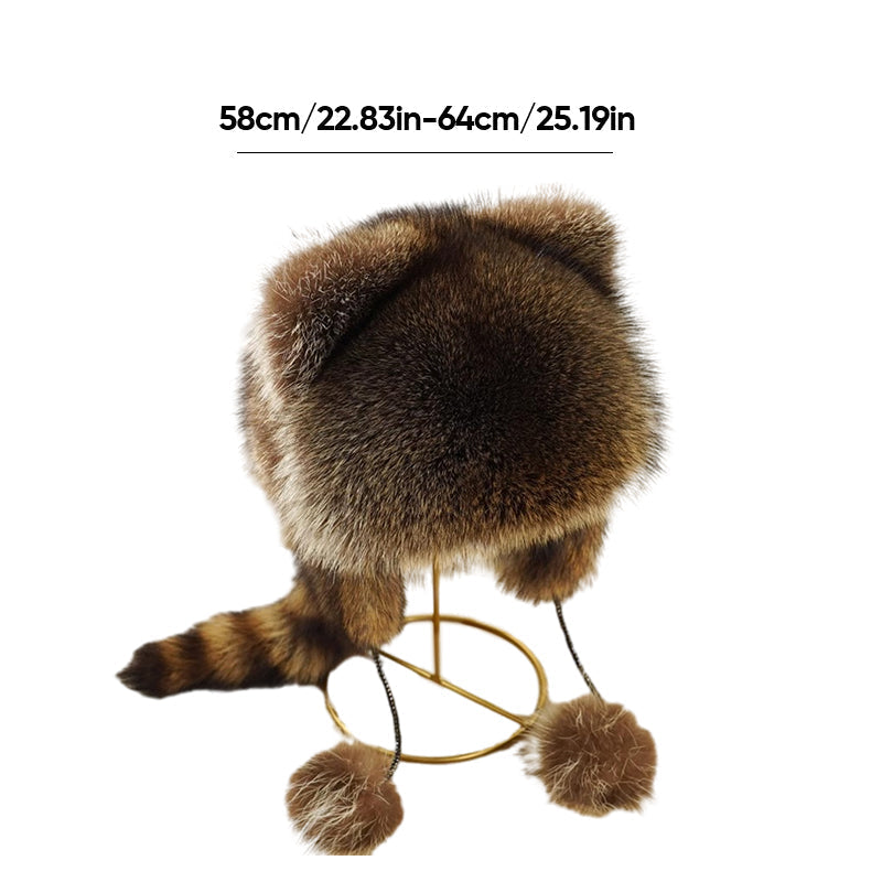 Bonnet d'hiver en fourrure avec pompons