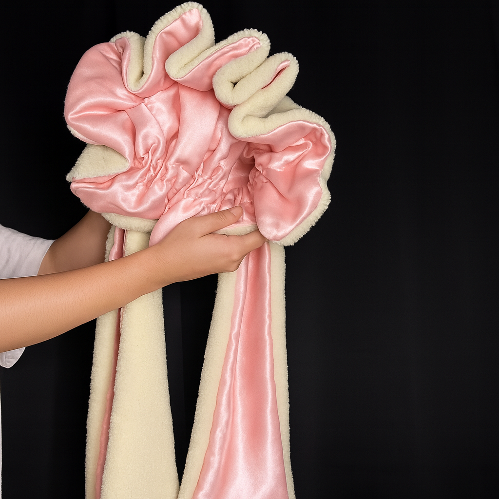 Bonnet lapin en peluche — chapeau doux et chaud avec doublure