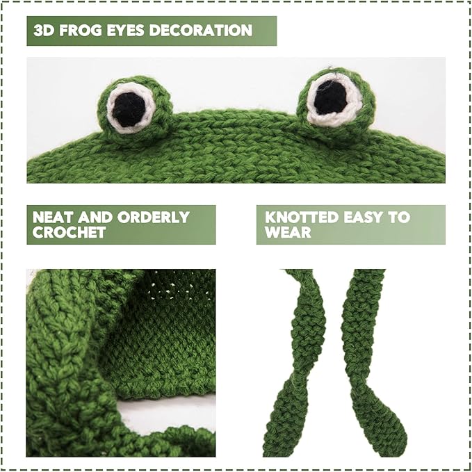 Bonnet tricoté grenouille avec protection pour les oreilles