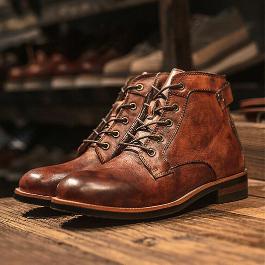 Bottes à lacets en cuir pour homme