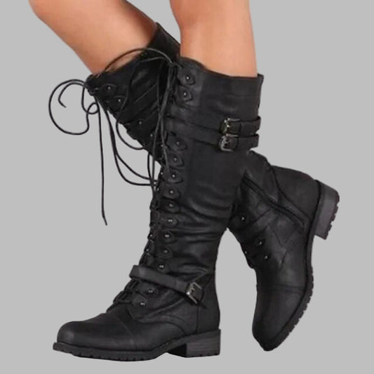 Bottes à lacets rétro avec boucle pour femme