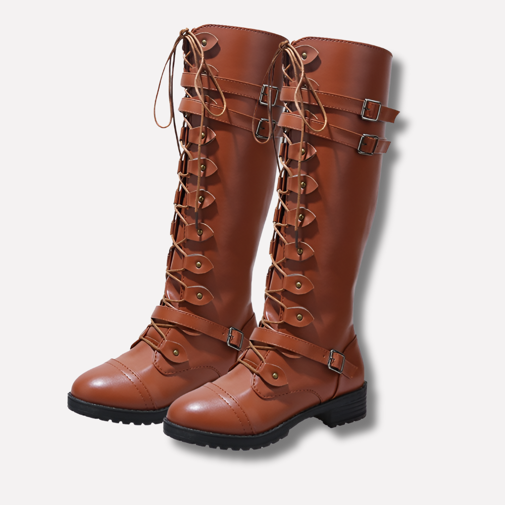 Bottes à lacets rétro avec boucle pour femme