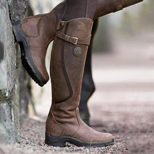 Bottes d'équitation d'hiver imperméables à tige haute avec détail de boucle pour femme