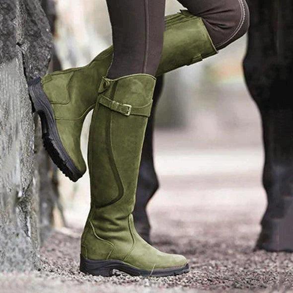 Bottes d'équitation d'hiver imperméables à tige haute avec détail de boucle pour femme
