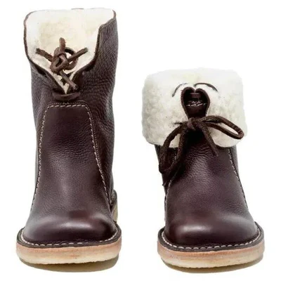 Bottes d'hiver imperméables en cuir pour homme avec doublure en laine