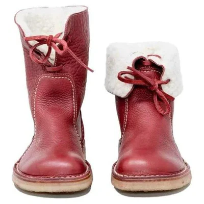 Bottes d'hiver imperméables en cuir pour homme avec doublure en laine