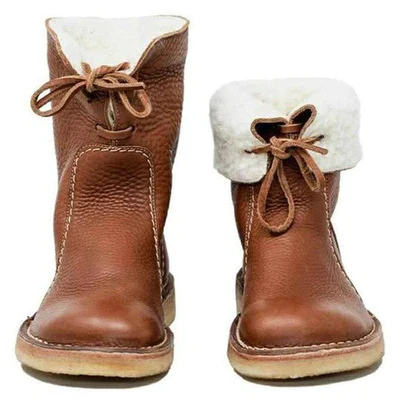 Bottes d'hiver imperméables en cuir pour homme avec doublure en laine