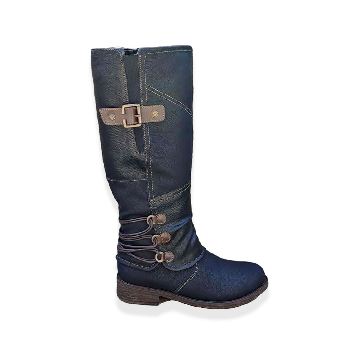 Bottes en cuir vintage à fermeture éclair pour femme