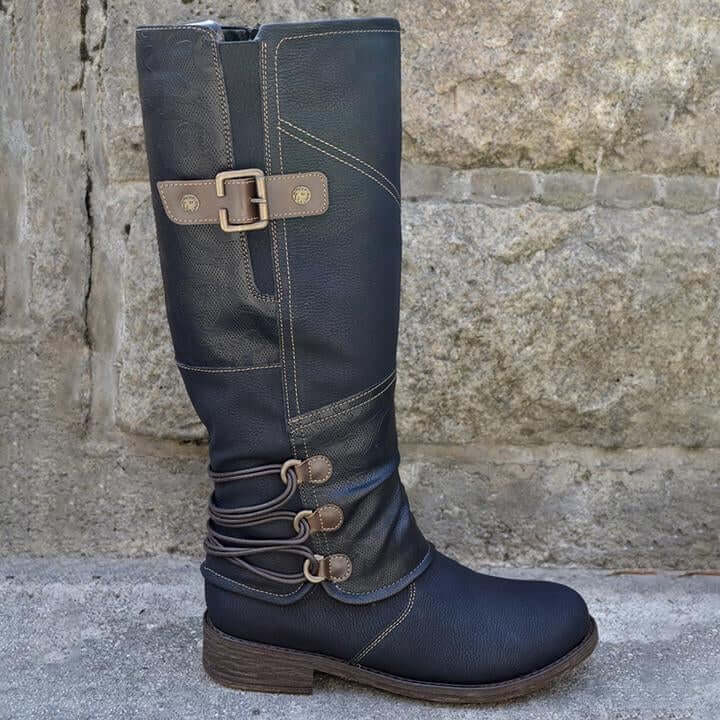Bottes en cuir vintage à fermeture éclair pour femme