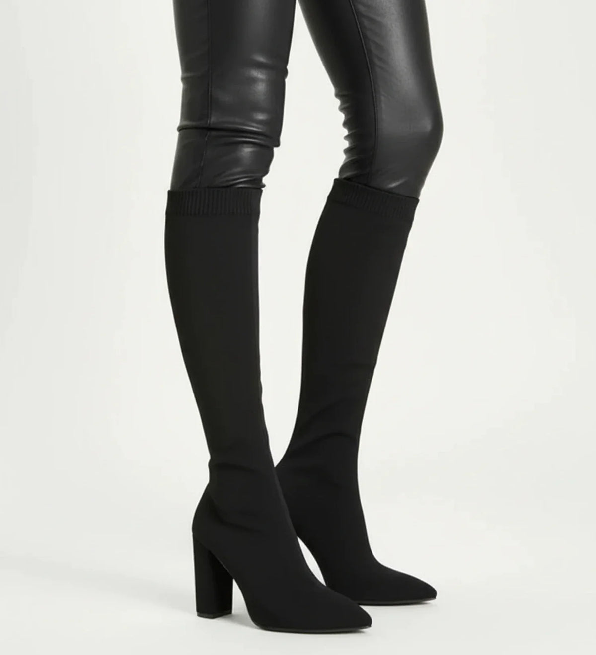 Bottes hautes en maille à talons pour femme