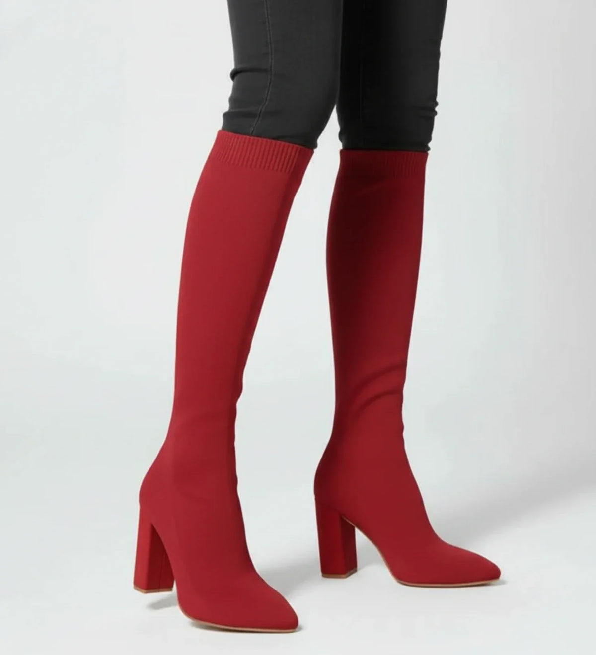 Bottes hautes en maille à talons pour femme