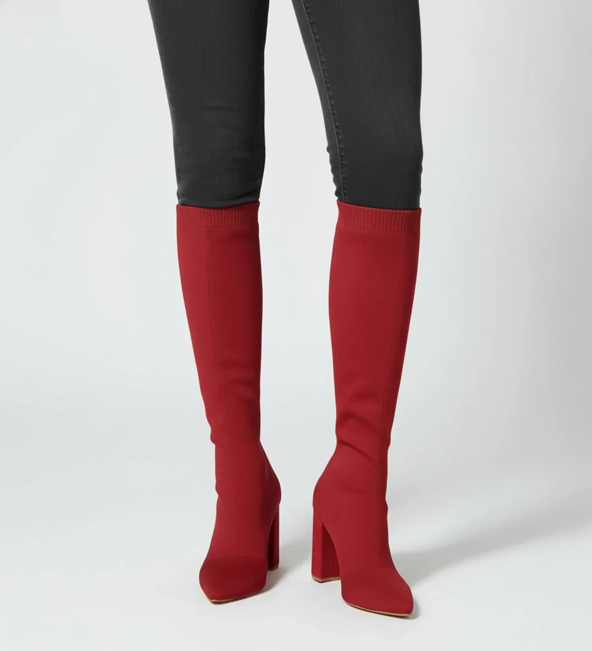 Bottes hautes en maille à talons pour femme
