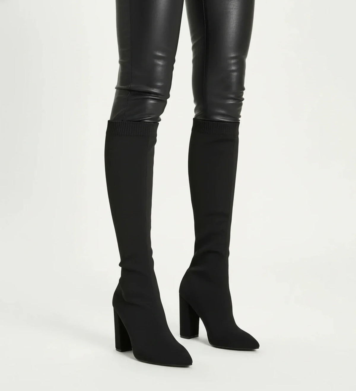 Bottes hautes en maille à talons pour femme