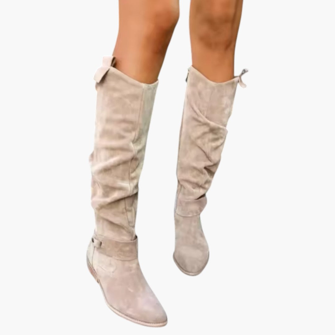Bottes hautes pour femme avec fermeture éclair et talon bloc