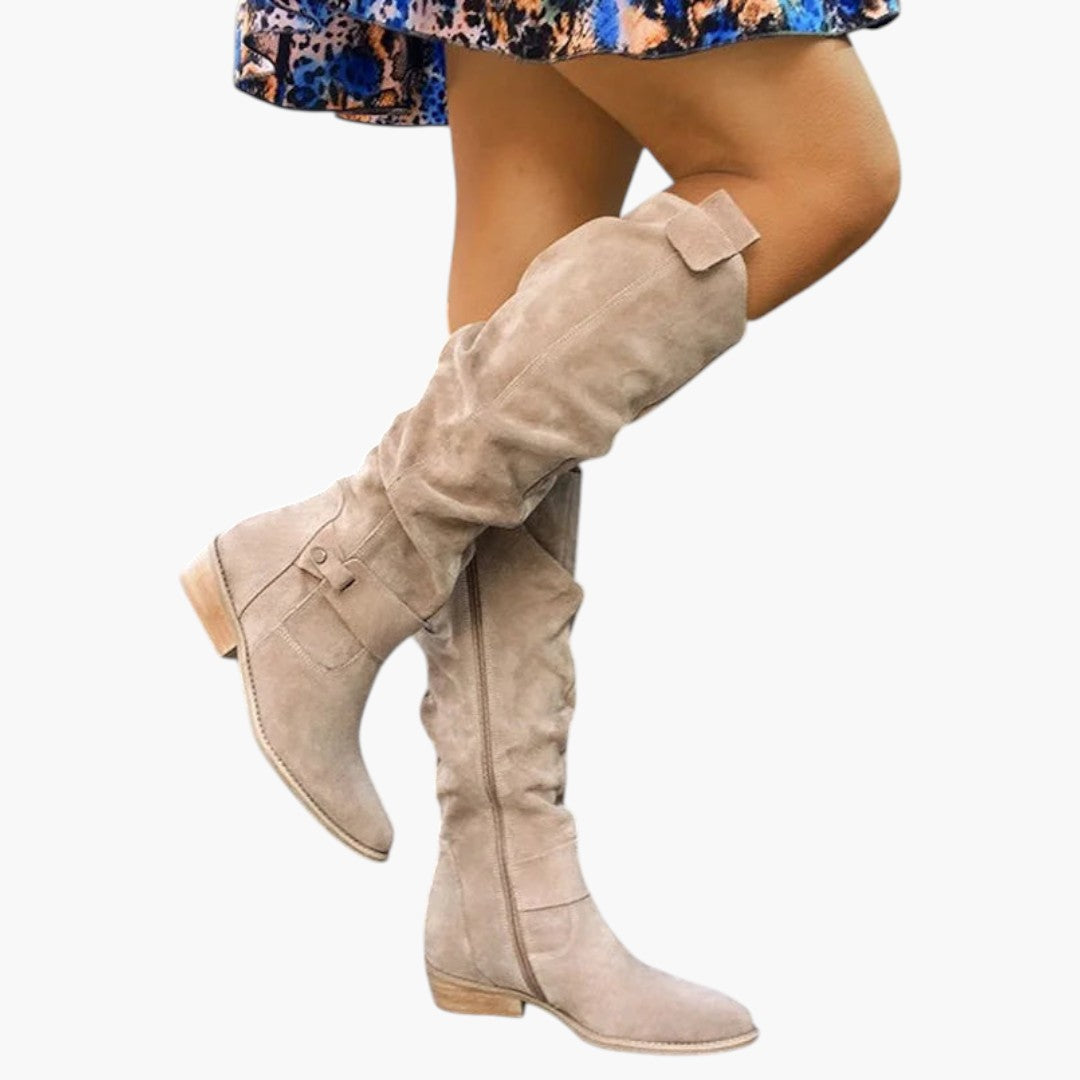 Bottes hautes pour femme avec fermeture éclair et talon bloc