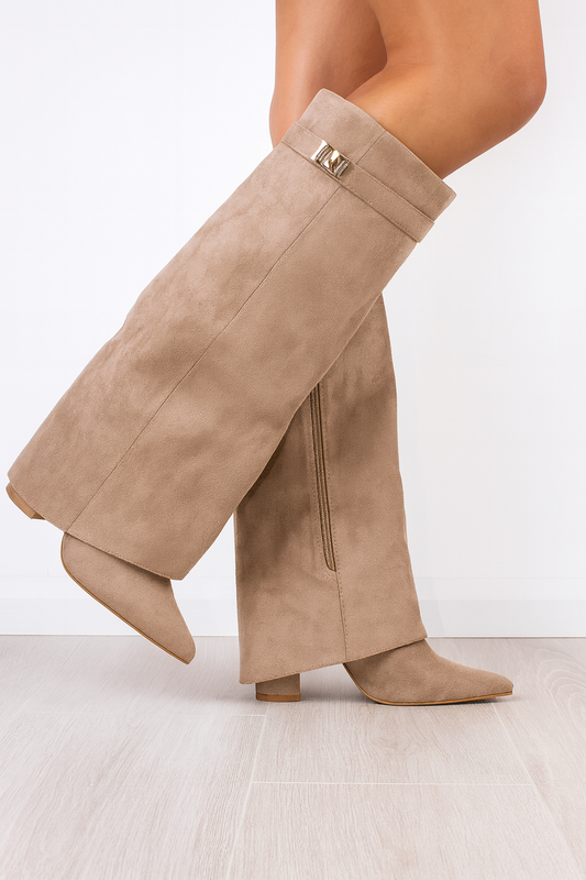 Bottes hautes pour femme en cuir premium à talon bloc