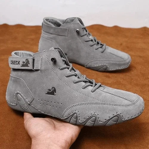 Bottes italiennes en daim faites main avec fermeture velcro