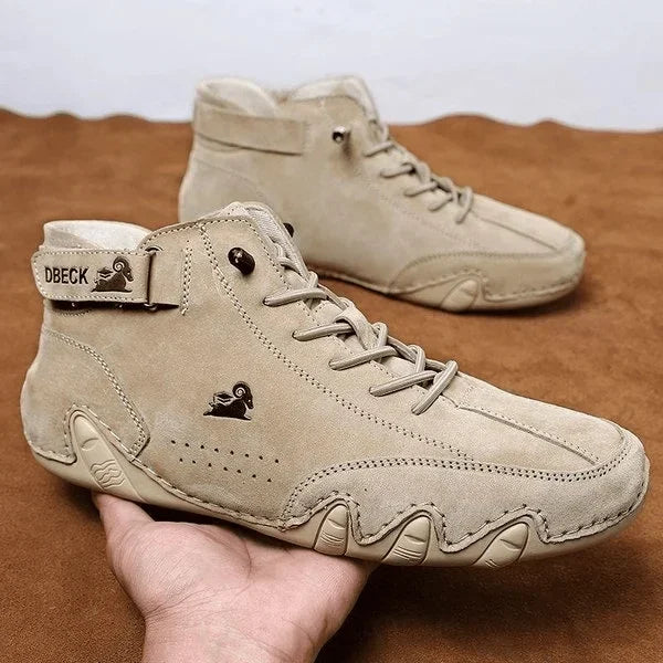 Bottes italiennes en daim faites main avec fermeture velcro